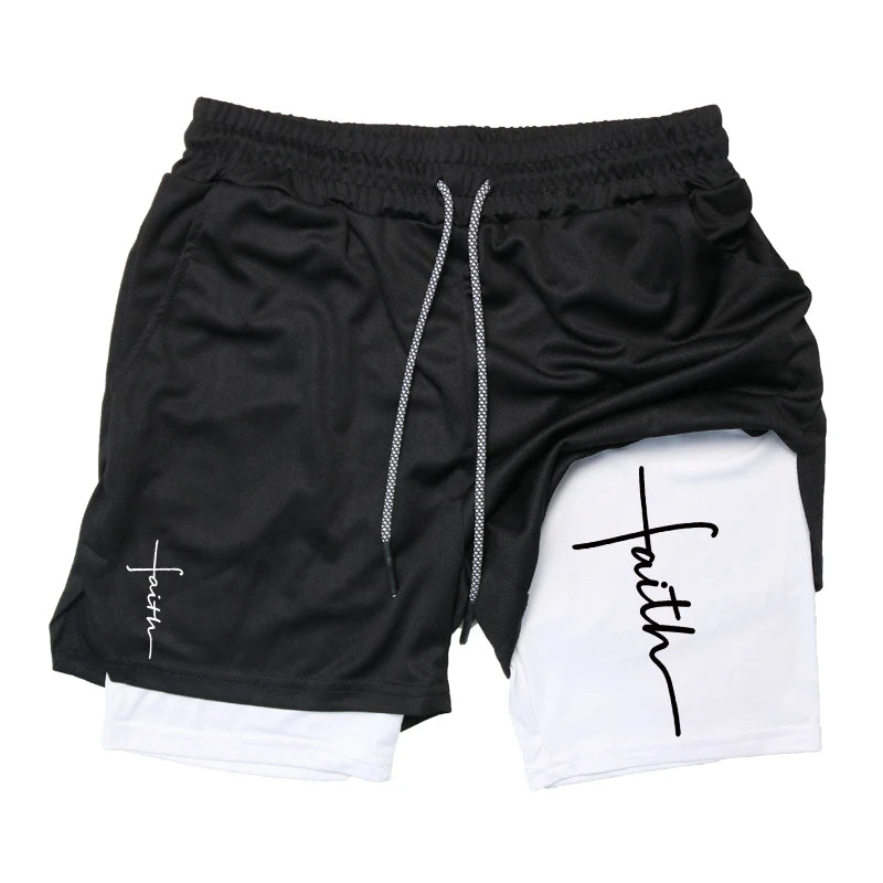 Men’s 2-in-1 Gym Shorts – Christian Workout Shorts w/ Phone Pocket & Towel Loop