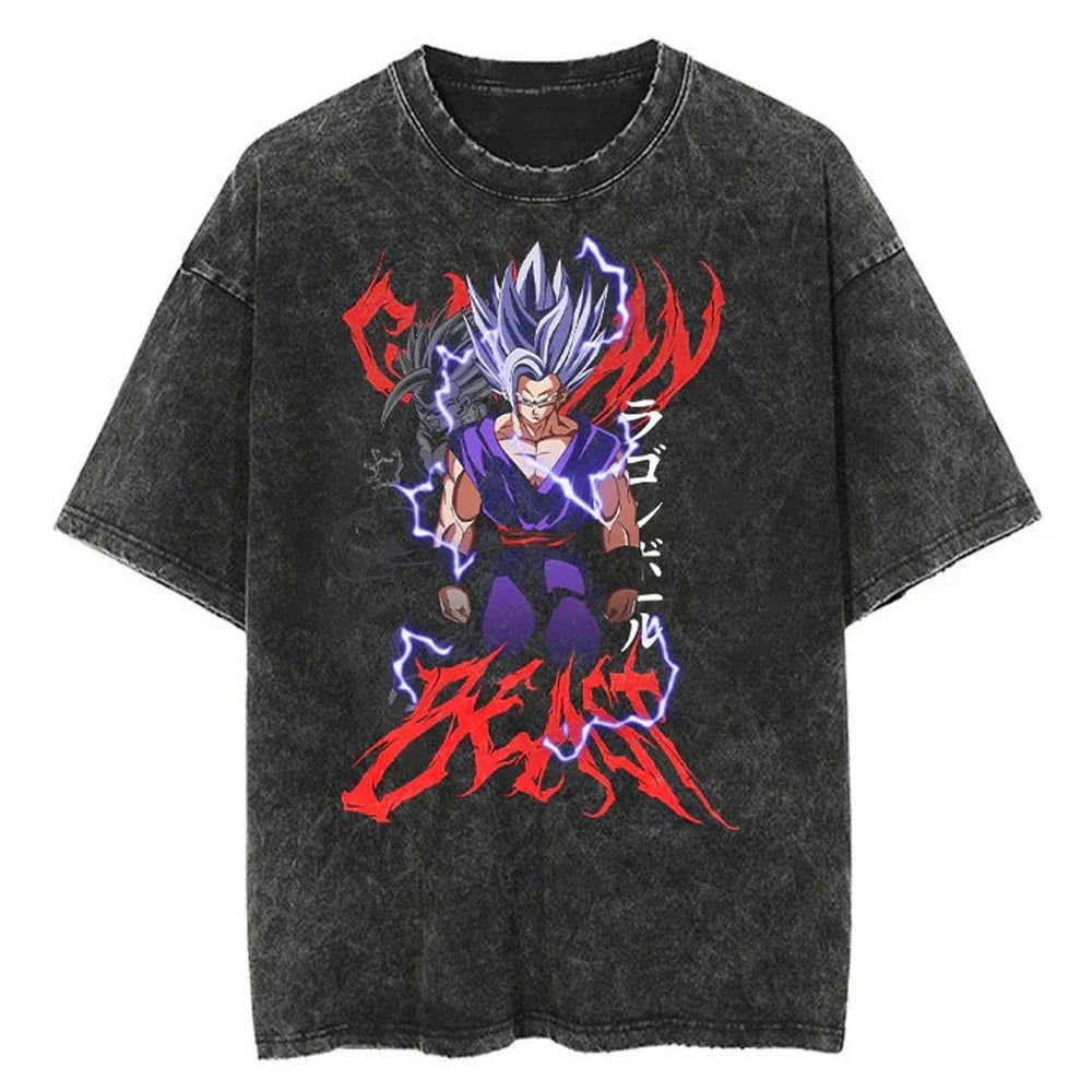 Saiyan Dragon Ball Washed Vintage Oversize T-Shirt - Anime Streetwear