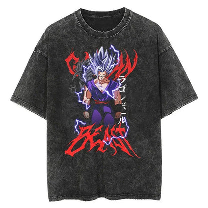 Saiyan Dragon Ball Washed Vintage Oversize T-Shirt - Anime Streetwear