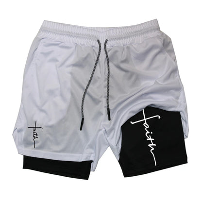 Men’s 2-in-1 Gym Shorts – Christian Workout Shorts w/ Phone Pocket & Towel Loop