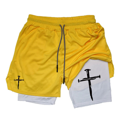 Men’s 2-in-1 Gym Shorts – Christian Workout Shorts w/ Phone Pocket & Towel Loop