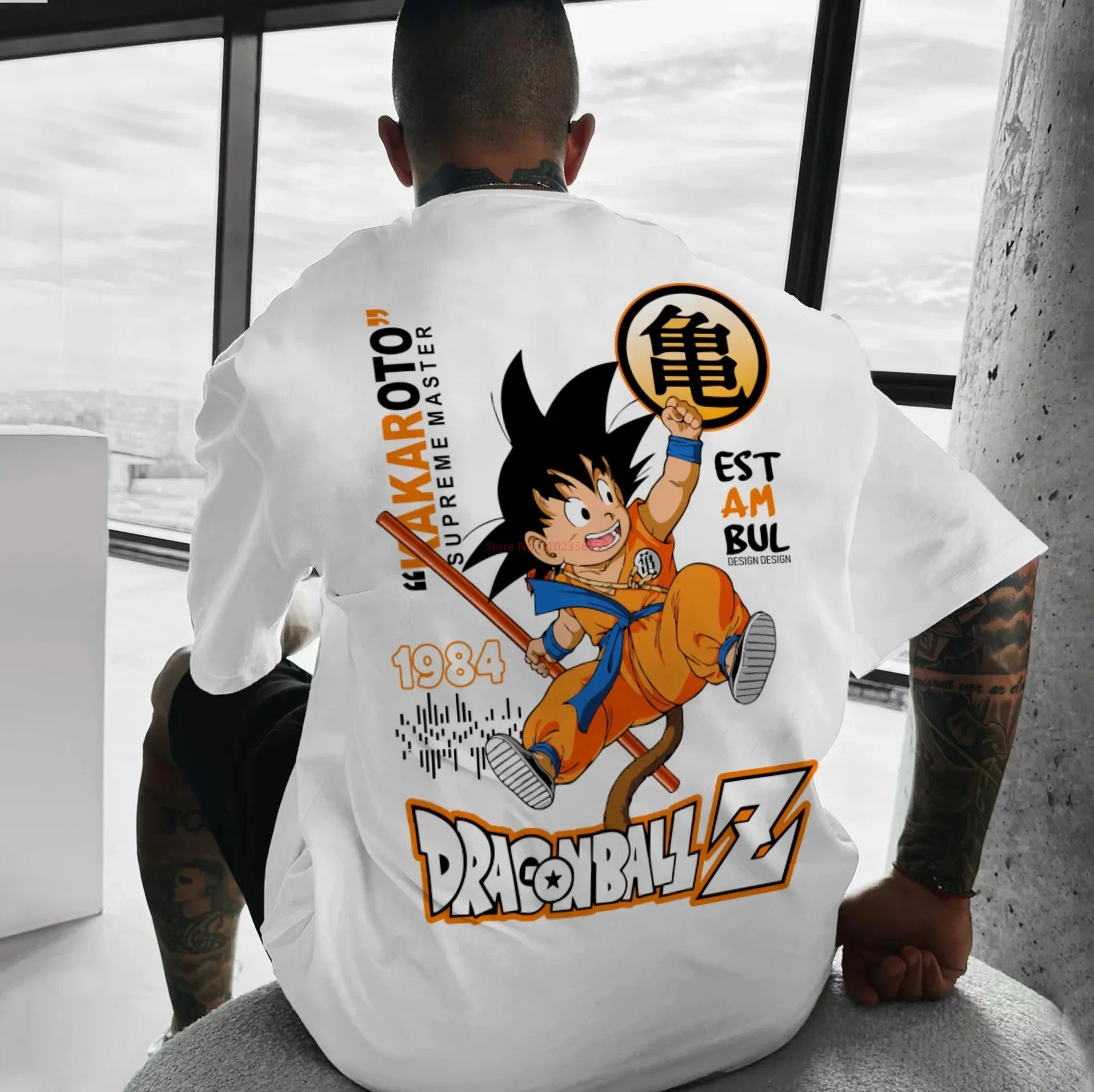 Oversized T-Shirt Oversized Streetwear Dragon Ball Z Estampada White