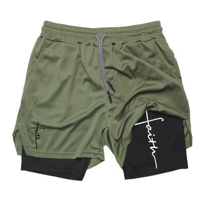 Men’s 2-in-1 Gym Shorts – Christian Workout Shorts w/ Phone Pocket & Towel Loop