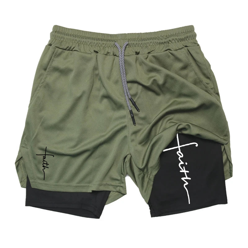 Men’s 2-in-1 Gym Shorts – Christian Workout Shorts w/ Phone Pocket & Towel Loop