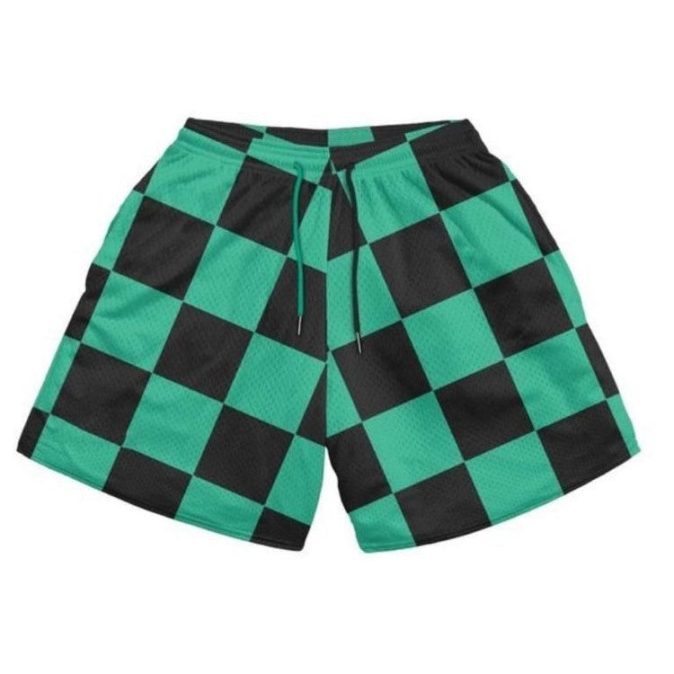 Tanjiro Kamado Green Check Shorts