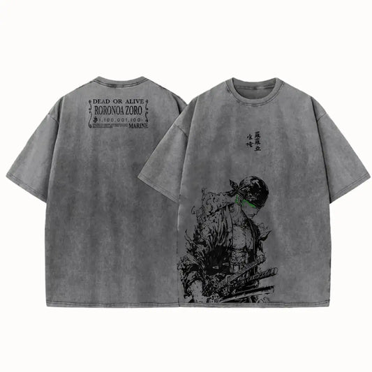 One Piece Roronoa Zoro Vintage Washed Unisex T-Shirt