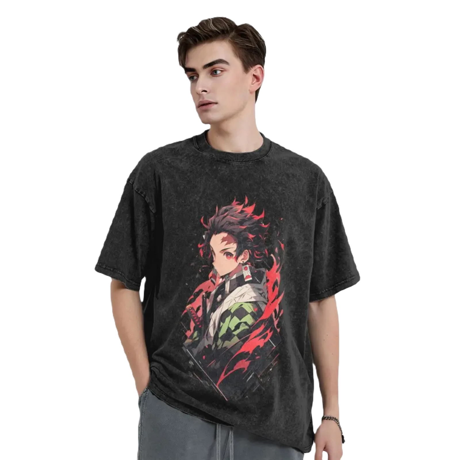 Anime Tee Washed Cotton Vintage -  Demon Slayers