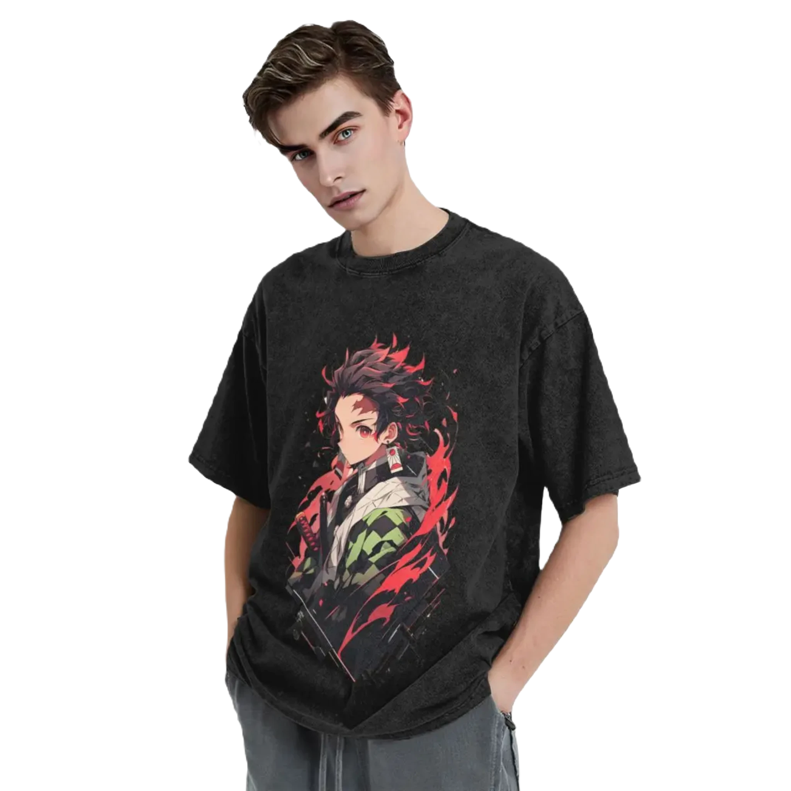 Anime Tee Washed Cotton Vintage -  Demon Slayers