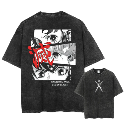Anime Demon Slayer - Kimetsu no Yaiba Washed Tee - Cotton Vintage