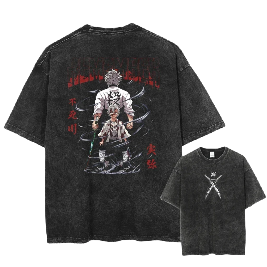 Anime Demon Slayer - Kimetsu no Yaiba Washed Tee - Cotton Vintage