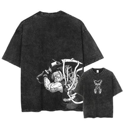 Anime Demon Slayer Washed Tee - Piggy Cotton Vintage
