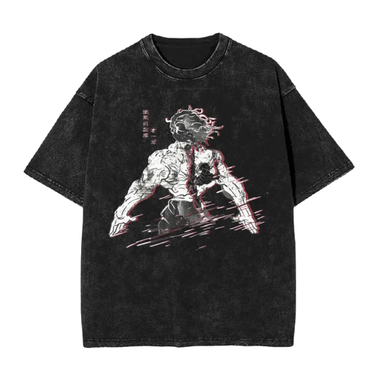 Yujiro Hanma - Anime Washed Streetwear T-Shirt - Legacy Baki The Grappler