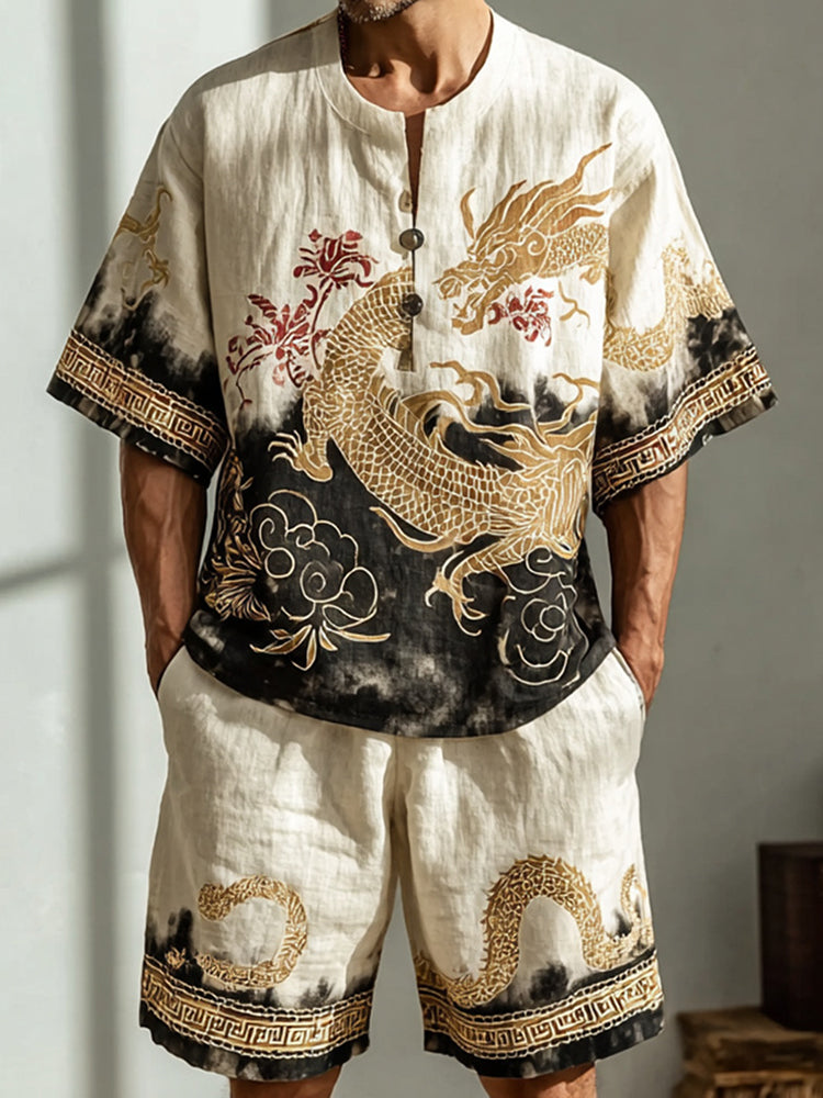 Retro Gradient Dragon Design Loose Suit