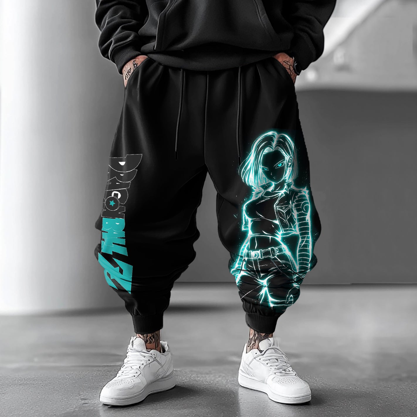 Unisex Anime Casual Print Oversized Harem Pants