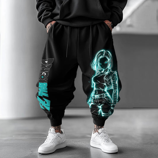 Unisex Anime Casual Print Oversized Harem Pants