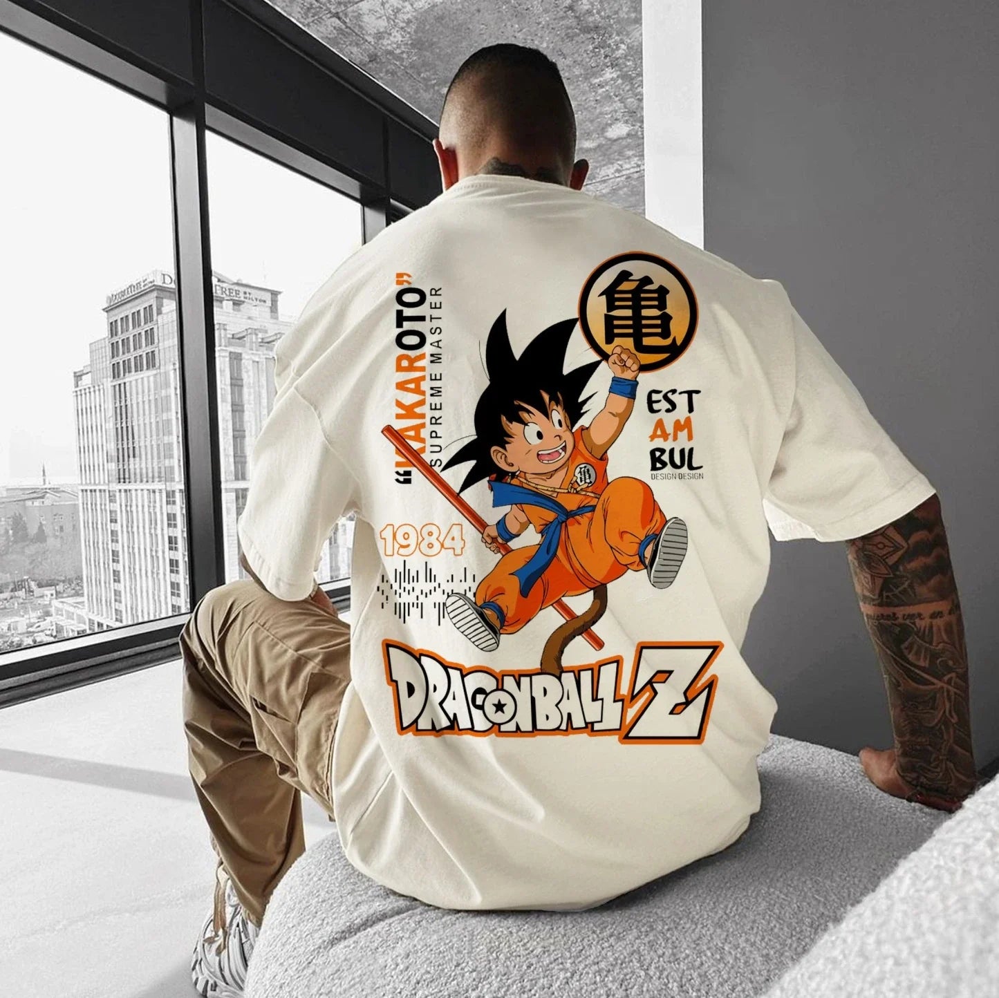 Oversized T-Shirt Oversized Streetwear Dragon Ball Z Estampada White