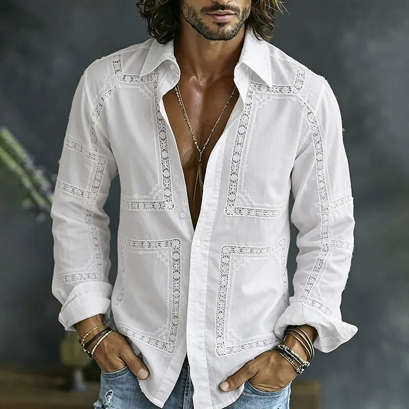 Vintage Japanese Art Pattern Button Shirt