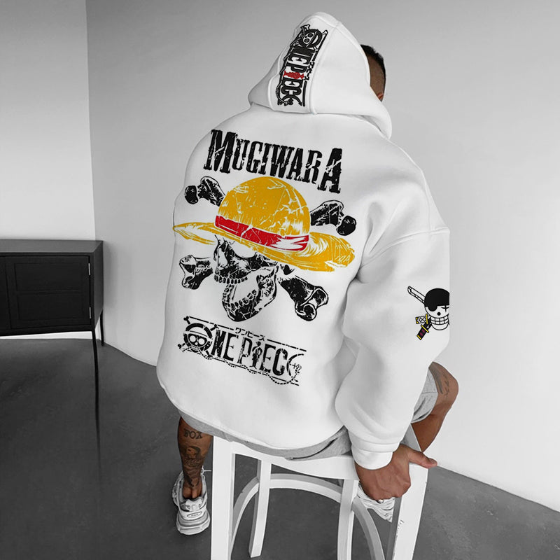 Oversized Anime Print Hoodie