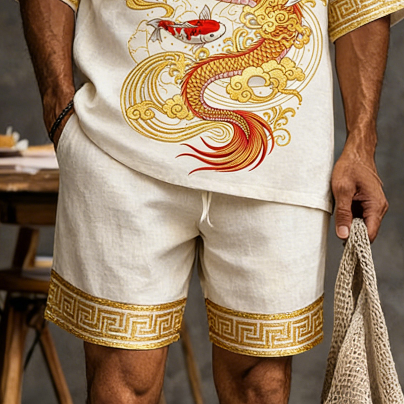 Men's Retro Dragon Design Suit