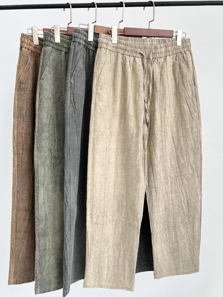 Men's Vintage Elastic Waist Pocket Casual Pants