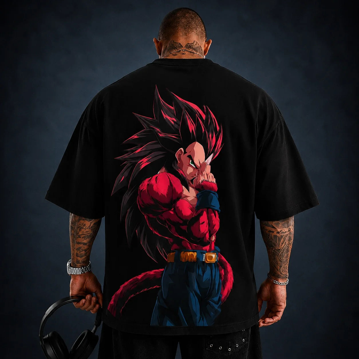 Oversized T-Shirt Oversized Streetwear Vegeta Super Saiyajin 4 Black