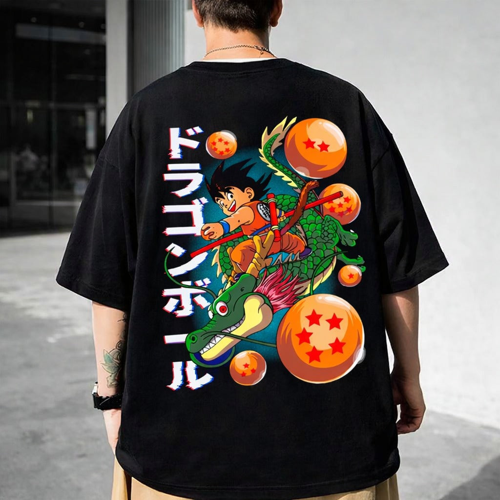 Oversized T-Shirt Oversized Masculina Dragão Japonês