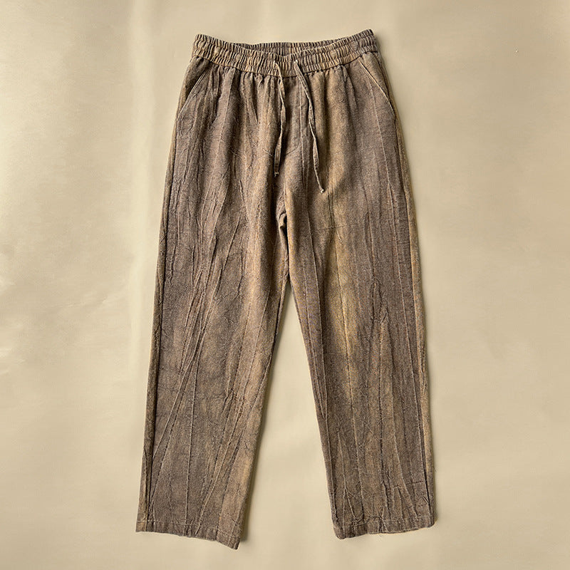 Men's Vintage Elastic Waist Pocket Casual Pants