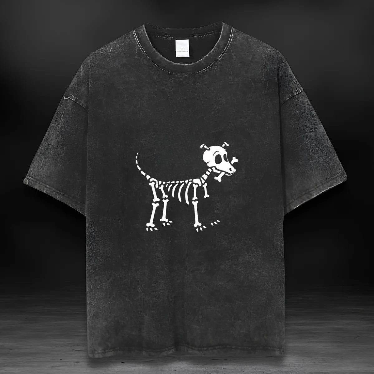 Skull Vintage Washed T-shirt-Dog
