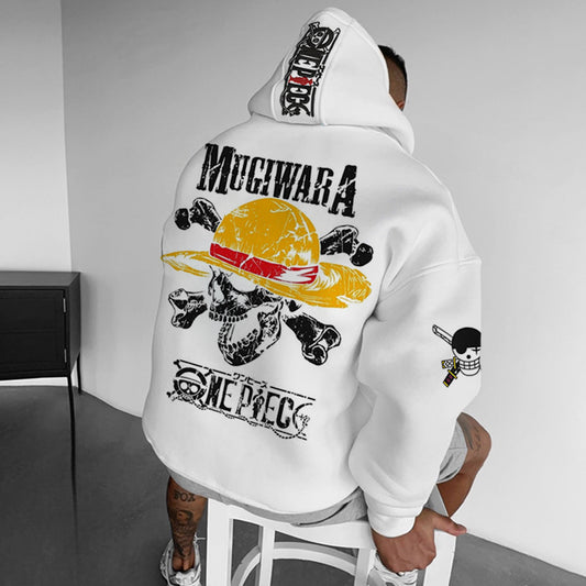 Oversized Anime Print Hoodie