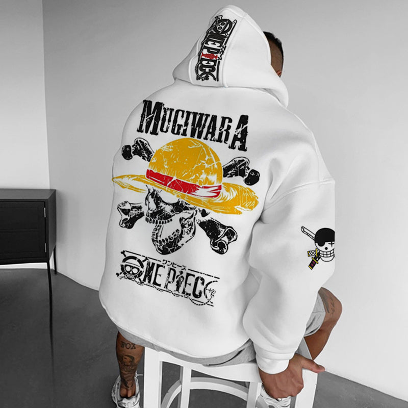 Oversized Anime Print Hoodie