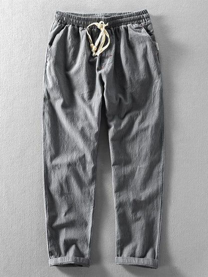 Men's Vintage Japanese Loose Pocket Cotton Linen Casual Pants
