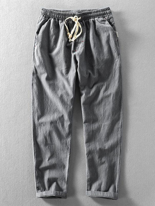 Men's Vintage Japanese Loose Pocket Cotton Linen Casual Pants