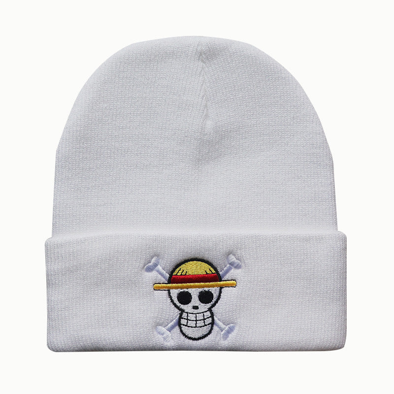 Unisex Straw Hat Anime Embroidery Warm Beanie
