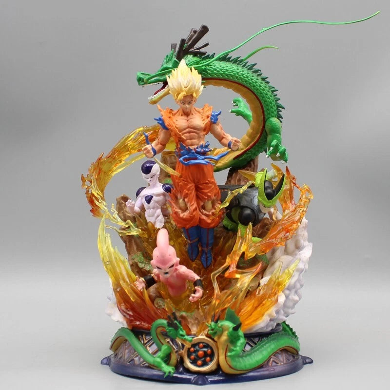 DBZ Goku vs Frieza/Cell/Buu with Shenron Statue