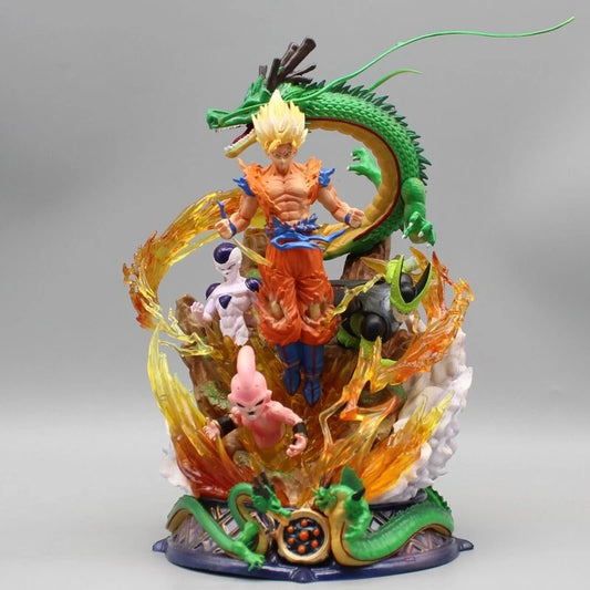 DBZ Goku vs Frieza/Cell/Buu with Shenron Statue