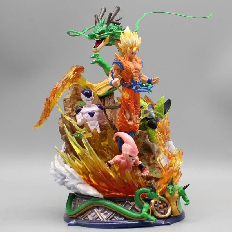 DBZ Goku vs Frieza/Cell/Buu with Shenron Statue